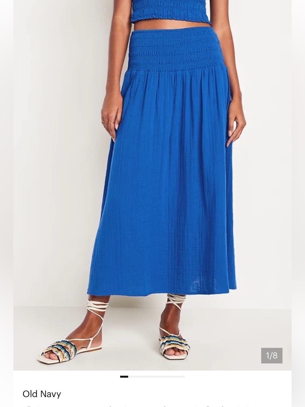 Old Navy Cobalt Blue Smocked-Waist Maxi Skirt